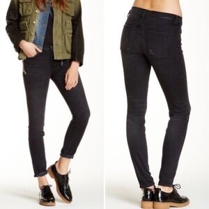 Current/Elliott The Ankle Skinny Jeans Black Townhouse Wash Size 24
